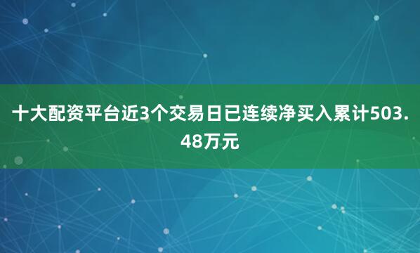 十大配资平台近3个交易日已连续净买入累计503.48万元
